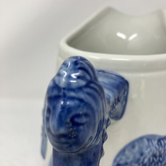 Vintage Old Sleepy Eye Native American Pottery White Blue Ceramic Pitcher - Picture 12 of 14